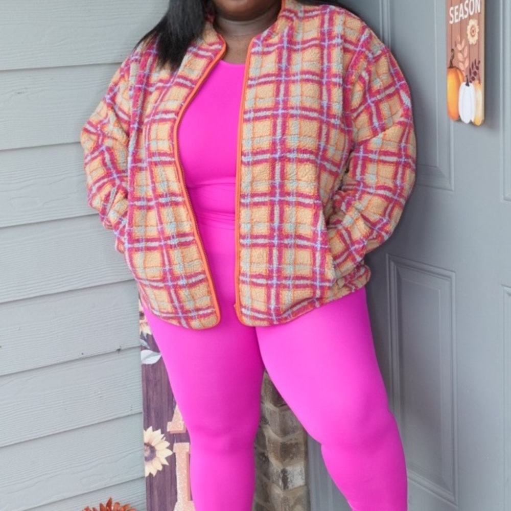 Pink and Tan Plaid Jacket